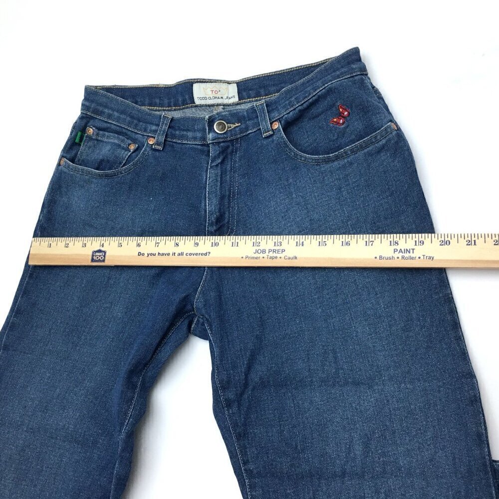 Vintage Todd Oldham TO2 Women's Jeans Wide Leg Embroidered Hippie size 28x33 - Picture 6 of 10